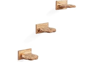 NOVECRAFTO Cama para Gatos de Pared con Juego de 3 estantes para Gatos escalados en Forma de Pata de Gato y cojín de Gato Extra Suave, Muebles de Pared de Gato de Madera Maciza, Camas para Gatos de Interior