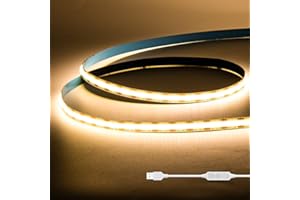 GINGSOW Taśma LED USB COB 5 V ciepła biel 2700 K 1 m, 320 diod LED ściemniana COB LED Strip Lights CRI80+ podświetlenie TV, elastyczna taśma LED, lampa podłogowa do kuchni, domu, oświetlenie DIY