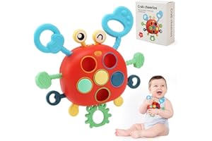 Bambebe Juguetes Montessori Bebe 1 año, Juguete Sensorial para Bebés de 12 a 18 Meses, Educativos Juego Niños Niña, Juguetes Bebes 6-12 Meses, Juguete de Actividad de Cuerda de Tracción de Silicona