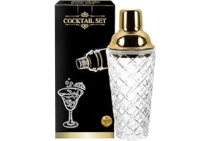 Dzmuero Coctelera, Cocktail shaker, Coctelera profesional, Mezclador de vaso, tapa de acero inoxidable, con función de filtro de capa, sellada y duradera, antideslizante, para el hogar y el bar (Oro)