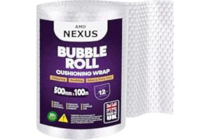 AMD Nexus 500m X 100m Bubble Wrap - Premium Quality Roll for House Moving, Shipping Storage & Packaging Essentials - Made in UK Durable Protective Air Wrap
