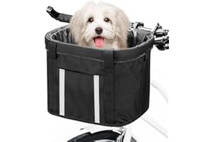 ANZOME Bike Basket Quick Detachable Bicycle Front Basket for Pet, Shopping Picnic Commuter Outdoor, Pet Carrier, Aluminum Alloy Frame