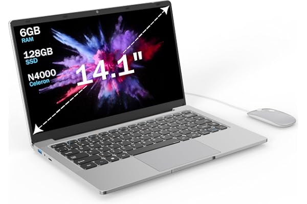 Laptop Computer Celeron N4000 Dual Core,14 inch laptop 6GB RAM 128GB SSD,Supports 2.4G/5G WiFi,Fan-less design Portable Lapto