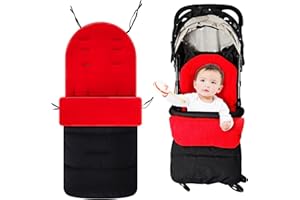 Shyllin Sitzauflage Kinderwagen Universal, Sitzauflage Buggy Winter, Baumwolle Sitzeinlage Kindersitz, Kinderwagen Sitzeinlage, Weiche Kinderwagen Einlage, Rot Baby Sitzauflage Buggy