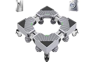 Gluckluz Washing Machine Base Mini Fridge Stand Universal Mobile Base Adjustable Washer Dryer Moving Cart Dolly Roller Telescopic Movable Pedestal Refrigerator Stand with 4 Lockable Steel Wheels