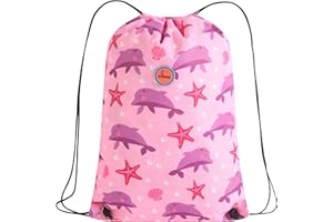 Swimbubs Kids PE Bag Drawstring Backpack – Baby & Toddler Swimming Bag for School, Sports & Swimming Lessons, Water-Resistant Gym Sack 40 x 30 cm (Pink Dolphin)