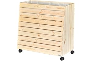 WAGNER Mobiles Hochbeet GreenBOX (Größe L Massivholz Natur 79 x 80 x 43/33 cm Rollen inkl. Pflanztasche), Holz naturbelassen
