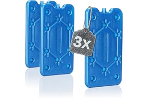 com-four® 3X Paquete de Hielo Plano - Acumulador Frio Ideal para la Nevera - Elemento refrigerante Estrecho para el Camping y la Playa (Azul - 3 Piezas - M)