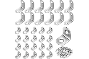 Philtool 30 Stück Winkelverbinder, Edelstahl Winkel Metall 20X20 mm und 30X30 mm, Klein Metallwinkel 90 Grad mit 60 Stück Schrauben für Winkel Bracket Möbel Tische Stühle