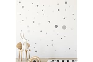 WANDKIND Zestaw 120 sztuk naklejek ściennych do pokoju niemowlęcego V283, naklejki na ścianę, koła, naklejki ścienne, do pokoju dziecięcego, kropki, punkty samoprzylepne w różnych kolorach (szare)