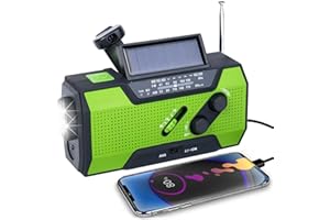 Ogowawer Wind Up Radio, Emergency Hand Crank Weather Radio, Portable Radio with SOS Alarm & Reading Lamp, 2000mAh Power Bank Rechargeable USB Phone Charger Flashlight for Camping Outdoor(Green)