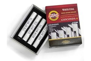 KOH-I-NOOR Gioconda Juego de carbón blanco (4 unidades, extra suave, medio, rígido), color blanco