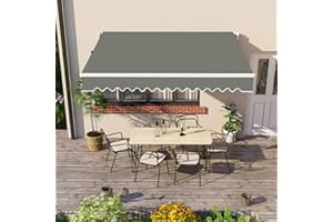 Green Bay Grey DIY Manual Patio Awning, Retractable Gazebo Outdoor Canopy, Garden Sun Shade - 2.5m x 2m