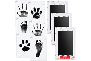 Nabance Baby Handprint and Footprint Kit, 3 Black Baby Inkless Print Pads, 6 Cute Pattern Imprint Cards, Pet Paw Print, Hand Print Kits for Babies Safe Non-Toxic, Family Keepsake - Black