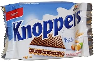 Knoppers Chocolate Hazelnut Wafers, Crispy, Nutty Wafers in Convenient Packs, 25 g (Pack of 24)