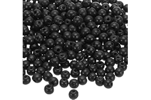 QUARKZMAN 500Pz Perline Legno Naturale Tonde, Perline in Legno Barile Naturali Non Finite per Creazioni Artigianali, Gioielli Macramé Fai da Te, Nero (8 x 7mm, Foro da 3mm)