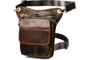 Le'aokuu - Borsa messenger da uomo, in vera pelle Coffee M