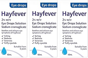 ASREV HEALTHCARE Sodium Cromoglicate 2% Hayfever Eye Drops 10ml Pack of – Allergy Relief for Itchy Eyes – Non-Drowsy Hayfever Medicine for Adults & Children 6+