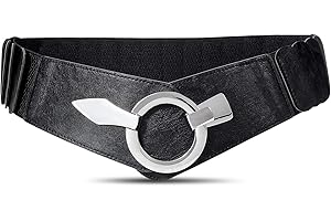 JASGOOD Women Wide Elastic Waist Belt Fashion Vintage Waist Belt With Silver Ring Buckle