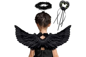 Goenb Disfraz de ángel para mujer, alas de ángel, disfraz de cupido, para mujer, con halo, ángel para disfraz de ángel, para mujer, niños, hombres, adultos, para carnaval, cumpleaños, fiesta temática