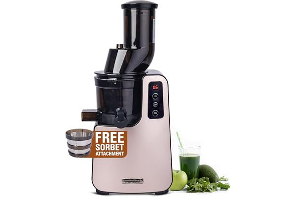 Hamilton Beach Professional Cold Press Slow Juicer with FREE Sorbet Attachment, Smart PurePress Technology, Slow Juicer for F