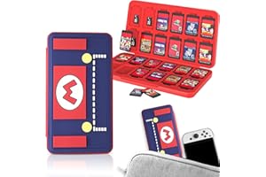 KAKVEIAI Étui De Rangement pour Cartes Jeux, Étui switch et rangement carte, Étui de Rangement pour Carte de Jeu Portable,avec 24 emplacements pour Cartes de Jeu et 24 emplacements Our Cartes Micro SD