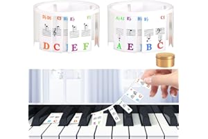 CAINCAY Piano Keyboard Stickers, 88 Full-Size PVC Removable Piano Keyboard Note Labels, Colorful Piano Key Stickers Key Labels with Storage Box for Beginners Kids