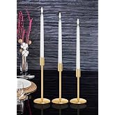 3-Piece Triple White Candlestick Candle Holder Decorative Home Decoration Stainless (Gold)