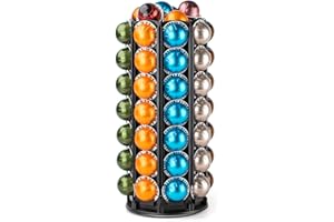 Bagoo Support Capsules de Café en Métal pour Nespresso Vertuoline avec Stockage Central de Dosettes Supplémentaires Rotation à 360 degrés (56+)