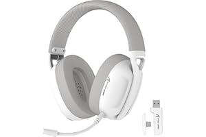 Hoopond x ATTACK SHARK L80 Lightweight 180g Gaming Headset Over-Ear,Wired/BT/2.4G Wireless,5.1 Channel Stereo Surround Sound,Pluggable Microphone,Long battery life for PC/Mac/Laptop/PS5/Phone-White