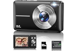 VAHOIALD Cámara Digital 1080P Cámara de Fotos 44MP Camara Fotos Digital Cámara Digital Compacta con Zoom Digital 16X, Pantalla LCD de 2,4", Tarjeta de Memoria de 32G, 1 Batería para niños, Adolescentes