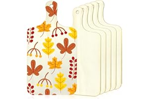 FATIYA 6Pcs Unfinished Wood Cutting Boards for Crafts with Handle & Hole, Thin Blank Wooden Pieces for Signs Cutout Crafting Painting, Small Natural Serving Paddle Board for Cheese Bread Food