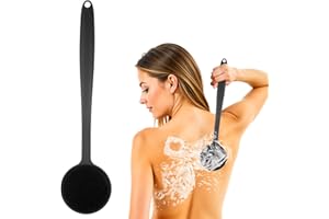 Dimeho Estropajo de silicona para ducha, baño y cuerpo, cepillo exfoliante, cepillo de ducha, cepillo de espalda con mango largo para hombres, accesorios de baño y ducha duraderos