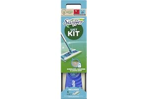 Swiffer Balai Attrape-Poussière, Kit De Démarrage, Lingettes Sèches Et Humides Pour Le Parquet Inclut : 1 Balai, 6 Lingettes Humides