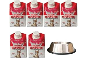 Top Life Formula Kitten Milk (200ml) - Pack of 6 Kitten Milk for Cats Bundled with Fade-Style Slip Proof Bowl
