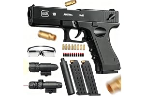 Dress-Up Accessories Glock Soft Bullet Toy Gun - with Magazine and Bullets silencer,Children's Gift(Black)