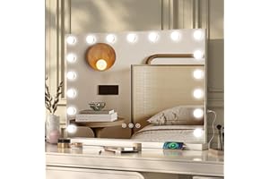 Ereousa Specchio Trucco con Luci, 3 modalità Luce, 70 x 55 cm Specchio Trucco, Durevole Specchio con Luci Make Up, Specchio Make Up con 17 Lampadine LED