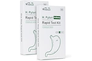 H Pylori Test Kit for Home Use - Quick 10-Minute Helicobacter Pylori Kit with 98% Accuracy | Reliable Complete Stomach Ulcer Test of Gastrointestinal Issues with Antibodies | Viva Test (2 Pack)
