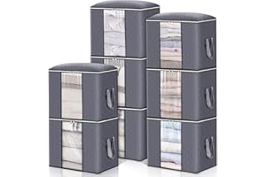 GARPROVM 8pcs Borsa portaoggetti grande 90L, armadio pieghevole per riporre abiti in tessuto non tessuto per vestiti coperte trapunte, 50x35x50cm