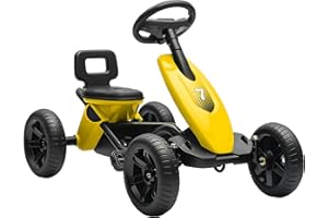AIYAPLAY Pedal Go Kart for Kids, Children Ride-On Race Car with Silent EVA Tyres, for 2-5 Years, Yellow