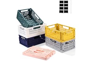 JUTYUM Klappbox 6er Pack Körbe Aufbewahrung Zusammenklappbarer Tragbar Aufbewahrunskisten Bunt aufbewahrungskiste Geeignet für Küche, Bad, Büro, Schlafzimmer, Klassenzimmer, Schrank, Schublade