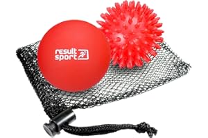 ResultSport Massage Ball for Back, Trigger Point Massage, Plantar Fasciitis Recovery, Stress Reflexology, Myofasical Ball and Physio Ball (Red)(Spiky & Lacrosse)