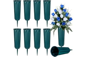 SIFOEL Vases de cimetière, Vase de Fleurs en Plastique avec Piquet Porte-Fleurs pour Pierre tombale pour Les décorations de tombes de cimetière (10pièces, Vert)