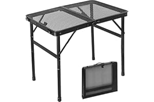 YZNlife Grill Camping Table Outdoor Folding Picnic Table,Small Mesh Camping Table,Portable, Compact & Foldable for Easy Storage - Great for Picnic, Garden, Patio, Dining, BBQ, Beach Party