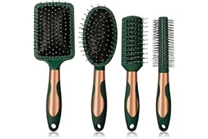 USEESHINE HairBrush Set Anti Static Massage Oval Comb Round Hair Brush Vent Hair Brush Detangling Brush Paddle Brush for Women Men Green