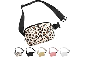 Favuit Mini marsupio da donna, a tracolla, leggero, alla moda, con cinghia regolabile, per viaggi, escursioni, festival, oggetti essenziali quotidiani, Stampa leopardata, Taglia unica, Design elegante