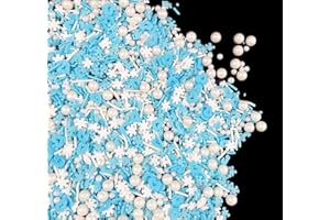 Sonsmer Décorations Comestibles en Sucre Nacré pour Cupcakes et Gâteaux 130 g, Bleues et Blanches