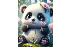 AIKEWO DIY 5D Diamond Painting Kits for Adults Beginners, Panda Diamond Painting Kits Round Drill Diamond Art Kits Picture Arts Craft for Home Decor 12x16 inch