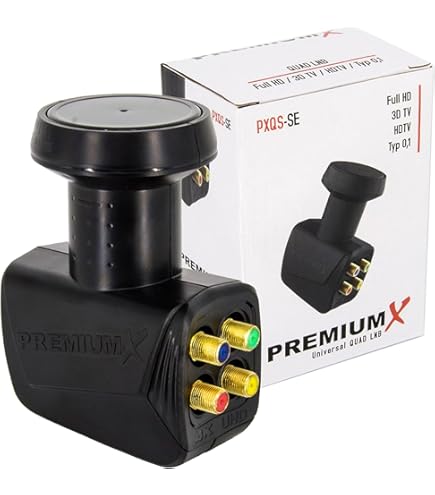 Convertitore LNB A 4 Polarità Separate HQQUATTRO | Per Satelliti, Guadagno 65dB, Connettori F | Compatibile FTE Exellento
