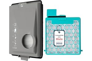 DEGG Juego de Filtros - Compatible con Aspiradoras Miele Boost CX1 - Filtros de repuesto SF-HY 60 y CX-FSF - Filtro Hepa y filtro de polvo fino - Ajuste perfecto - Accesorios para aspiradora